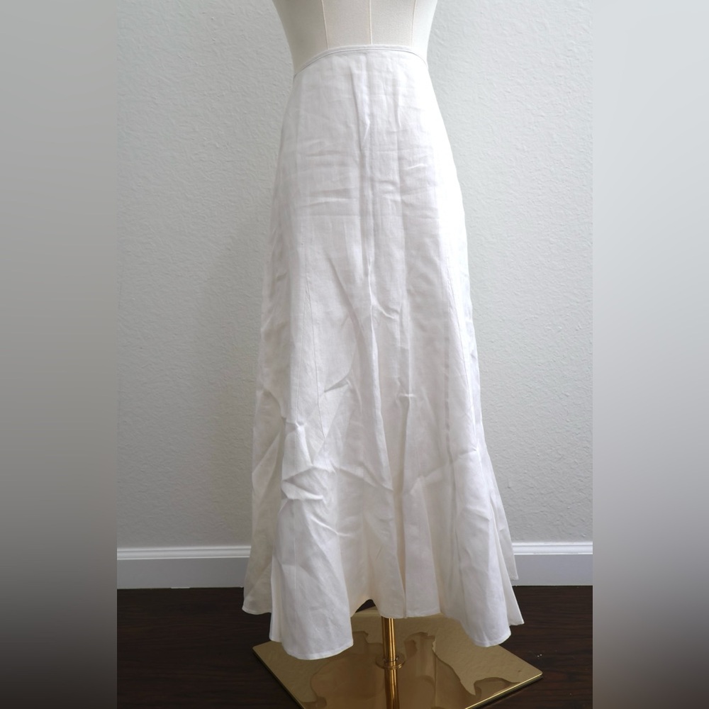 Ann Taylor White 100% Linen Maxi Skirt